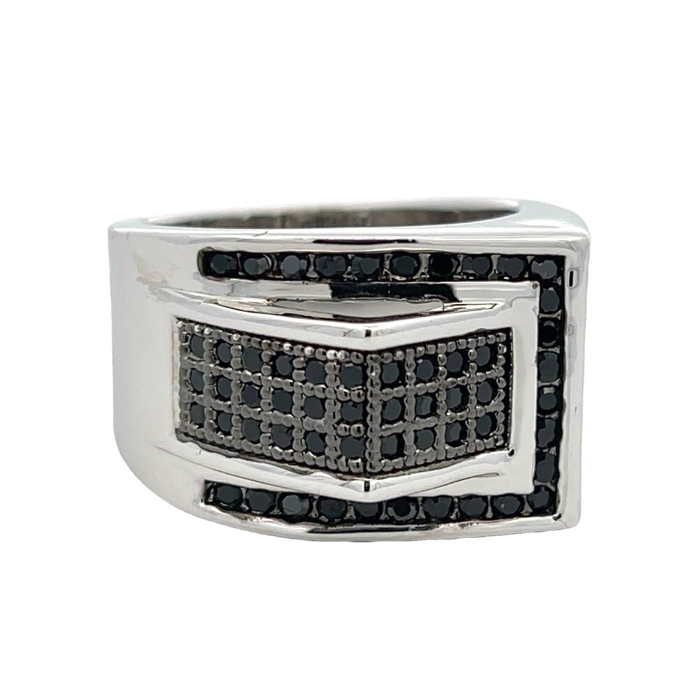 Modern Black CZ Ring .925 Sterling Silver 8 HipHopBling