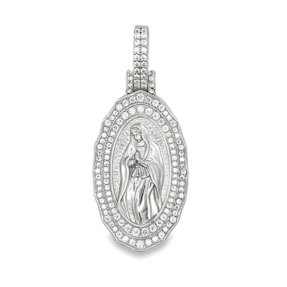 Mother Mary .97cttw VVS Moissanite Pendant .925 Sterling Silver HipHopBling