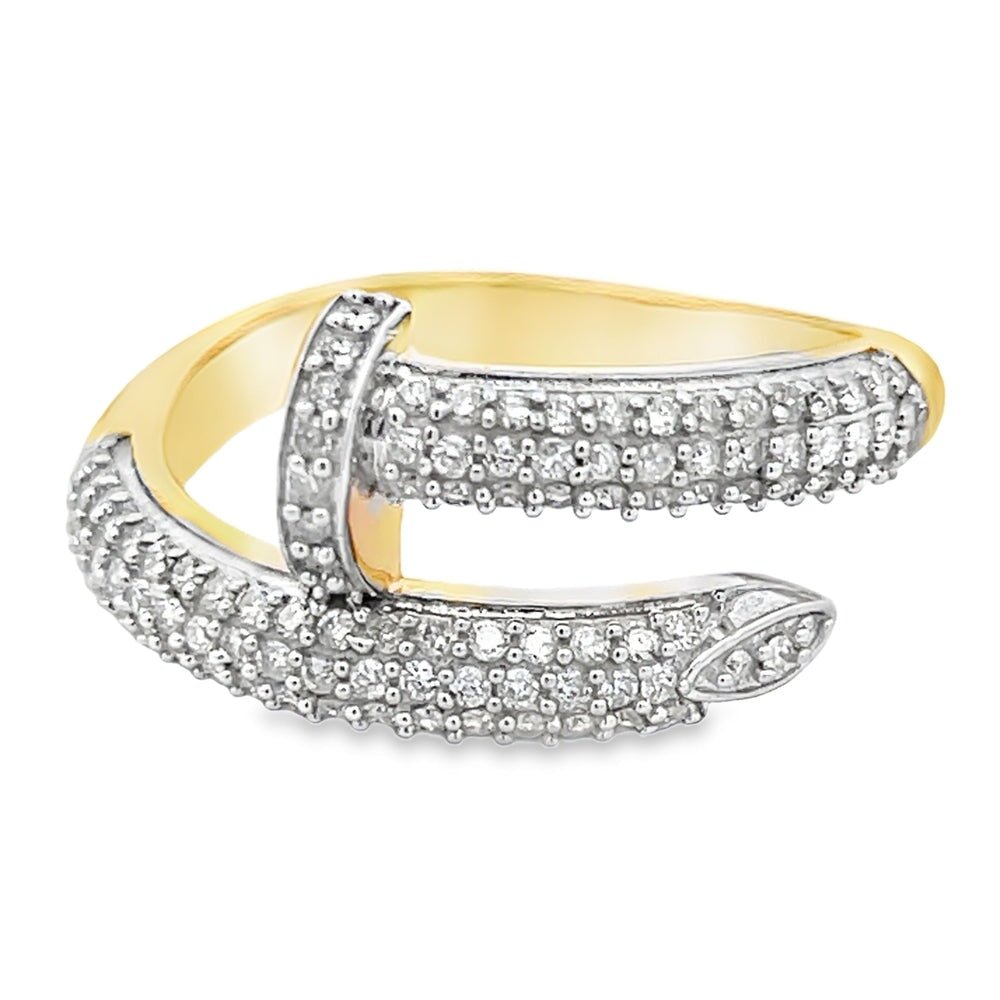 Nail Ring .68cttw Diamond 10K Yellow Gold HipHopBling