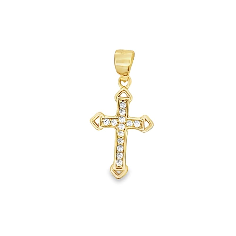 Nano Sharp Cross Pendant .925 Sterling Silver Yellow Gold HipHopBling