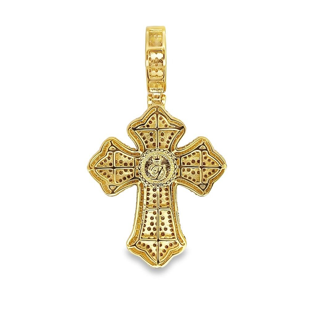 Popular Cross CZ Hip Hop Iced Out Pendant Yellow Gold HipHopBling