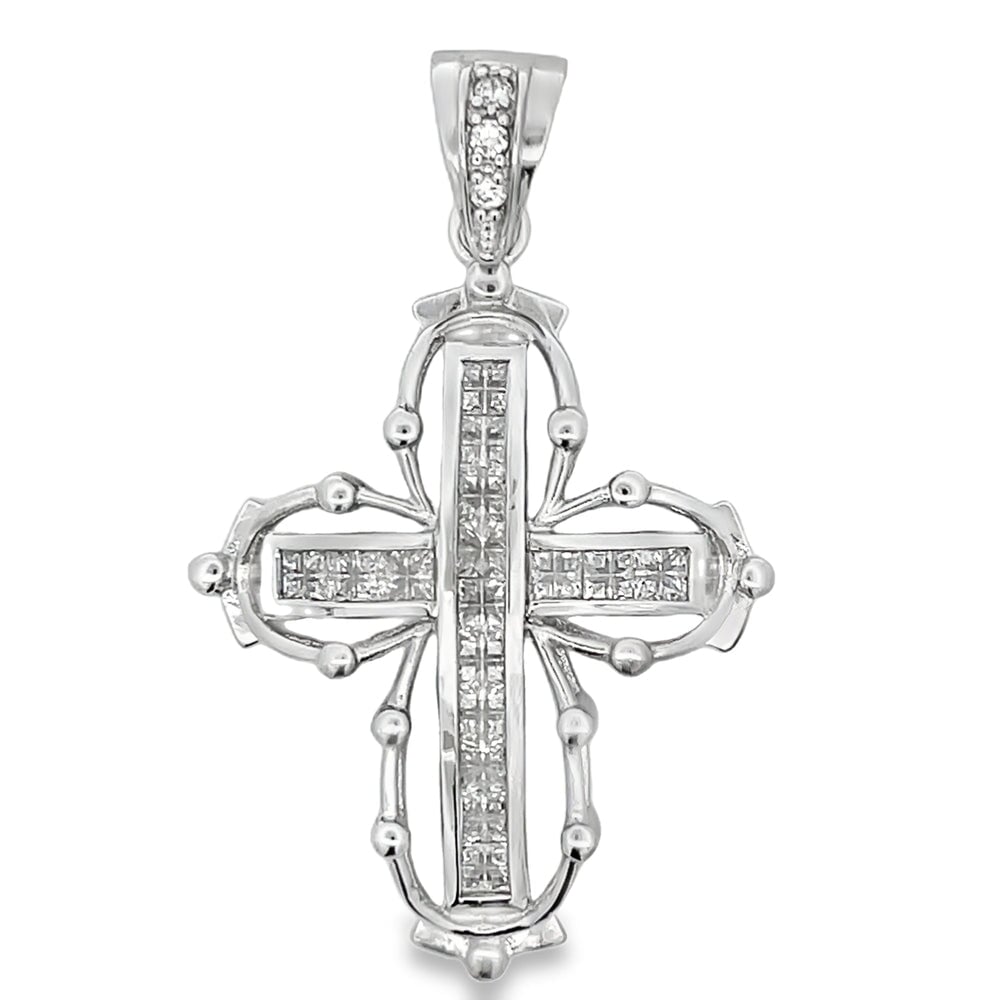 Princess Cut Halo CZ Pendant .925 Sterling Silver HipHopBling