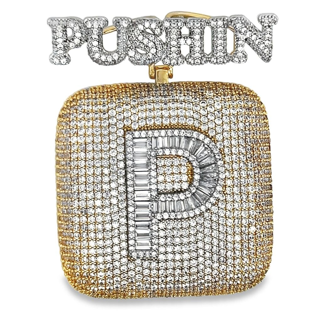 Pushin P CZ Hip Hop Bling Iced Out Pendant Yellow Gold HipHopBling