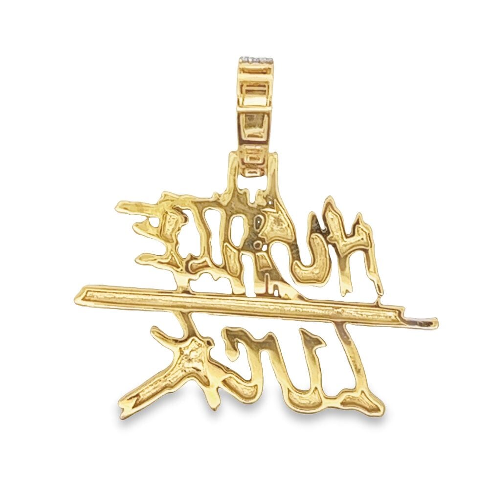 Small Hustle Luck 1.50cttw Diamond Pendant 10K Gold Yellow Gold HipHopBling