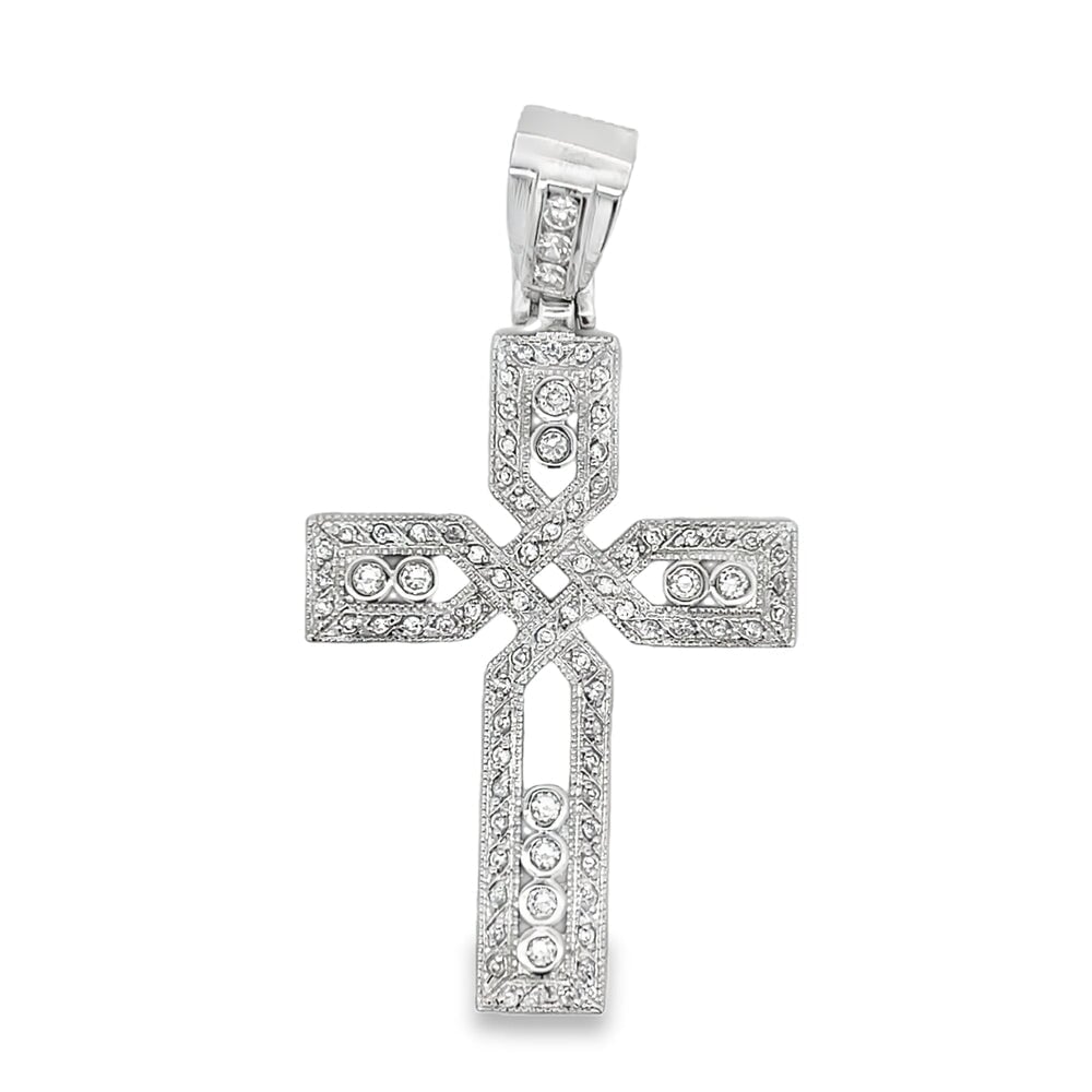 Twisted Cross CZ Iced Out Pendant .925 Sterling Silver HipHopBling
