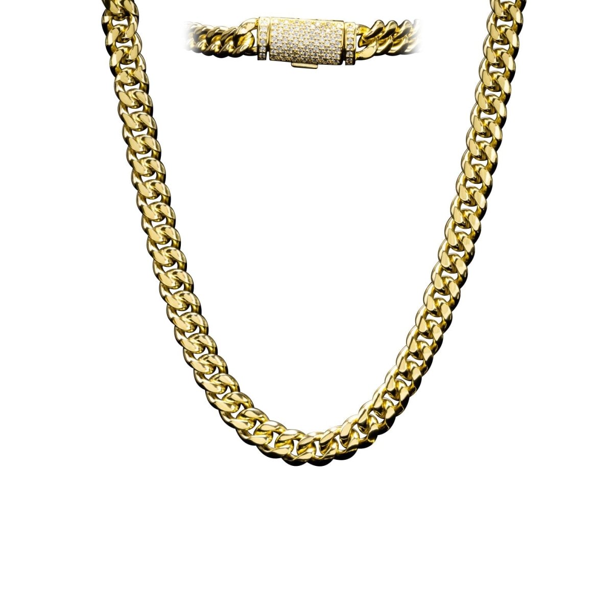 VVS Moissanite Miami Cuban Bracelet Steel / .925 Silver 8MM White Gold 18" HipHopBling