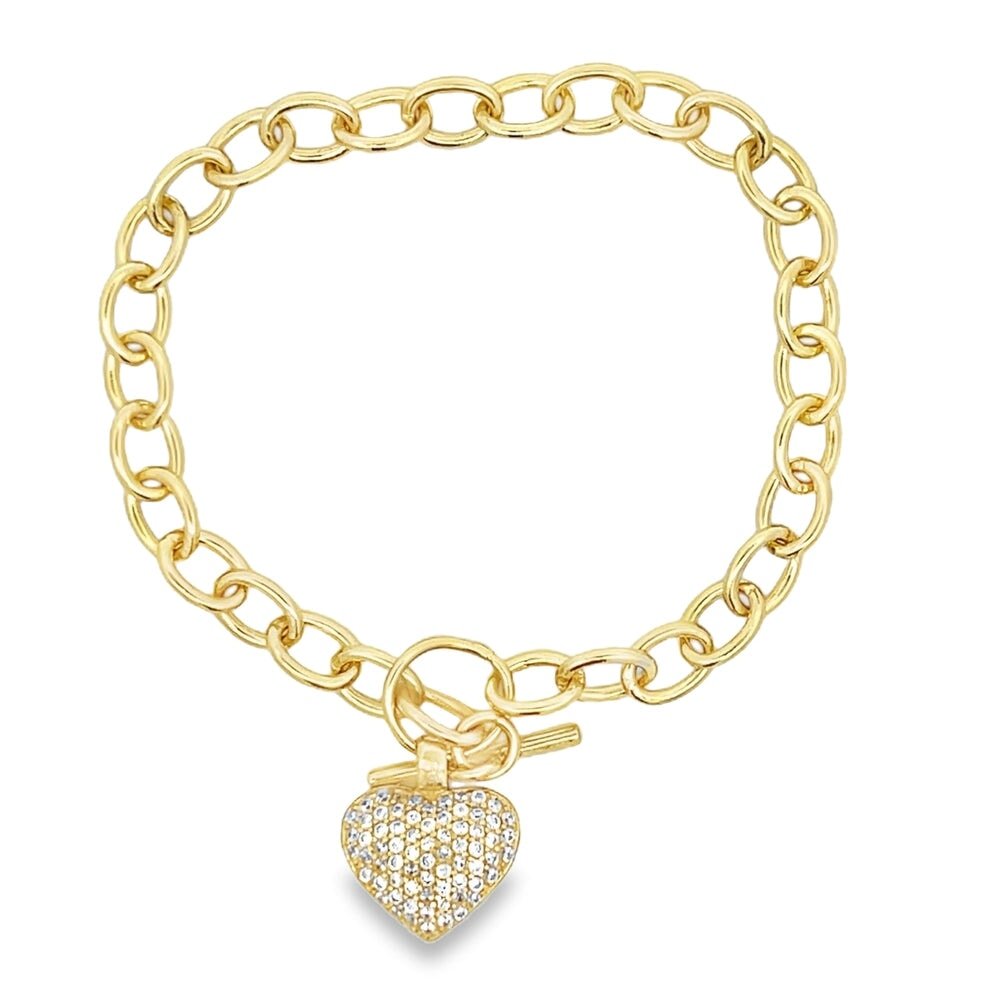 Womens Heart Bracelet .925 Sterling Silver Gold HipHopBling