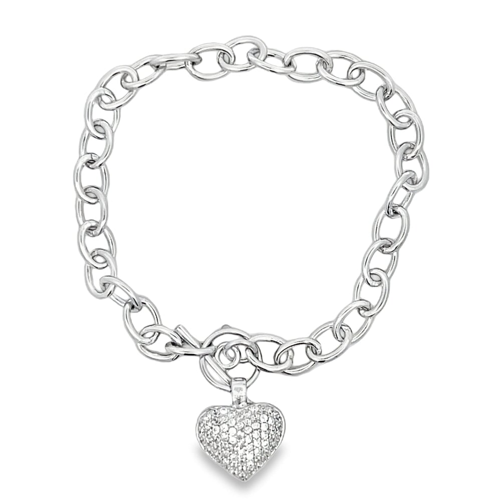Womens Heart Bracelet .925 Sterling Silver Silver HipHopBling