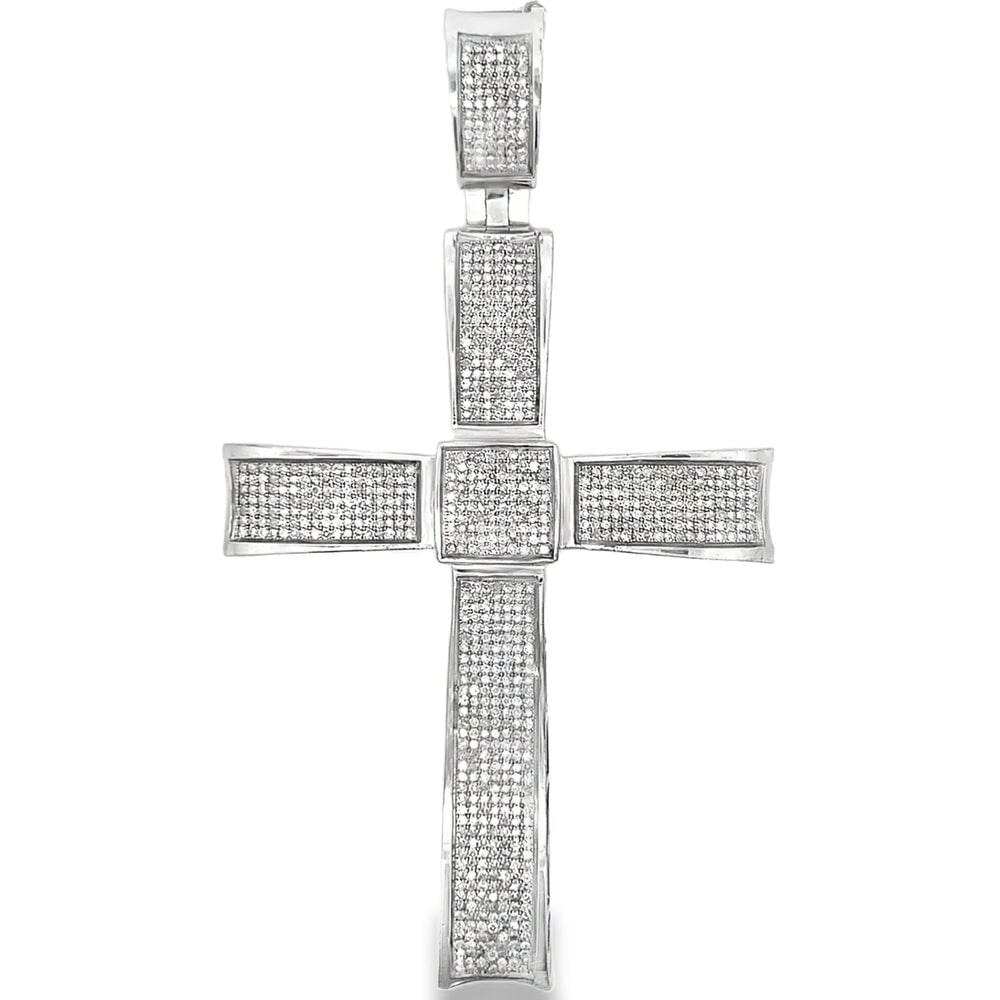 XL Cross 3.88cttw Diamond Pendant .925 Sterling Silver HipHopBling