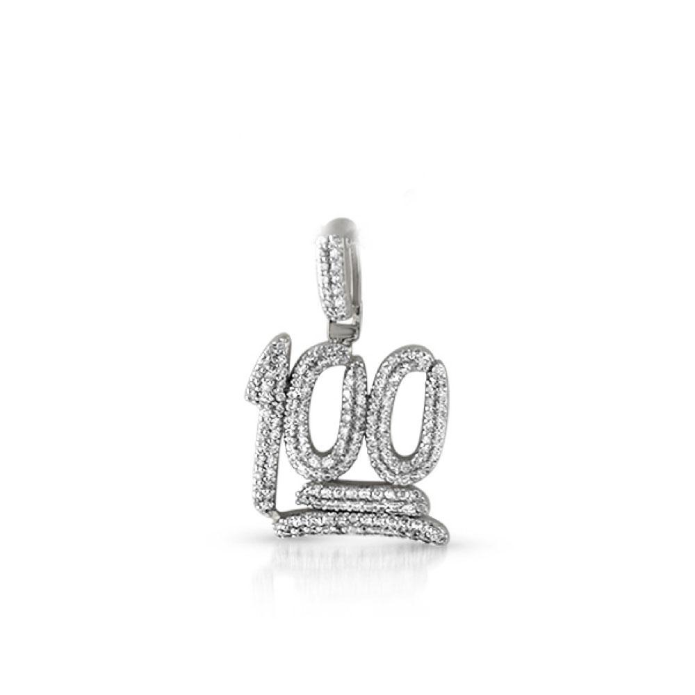 100 .925 Sterling Silver Mini CZ Iced Out Pendant White Gold HipHopBling