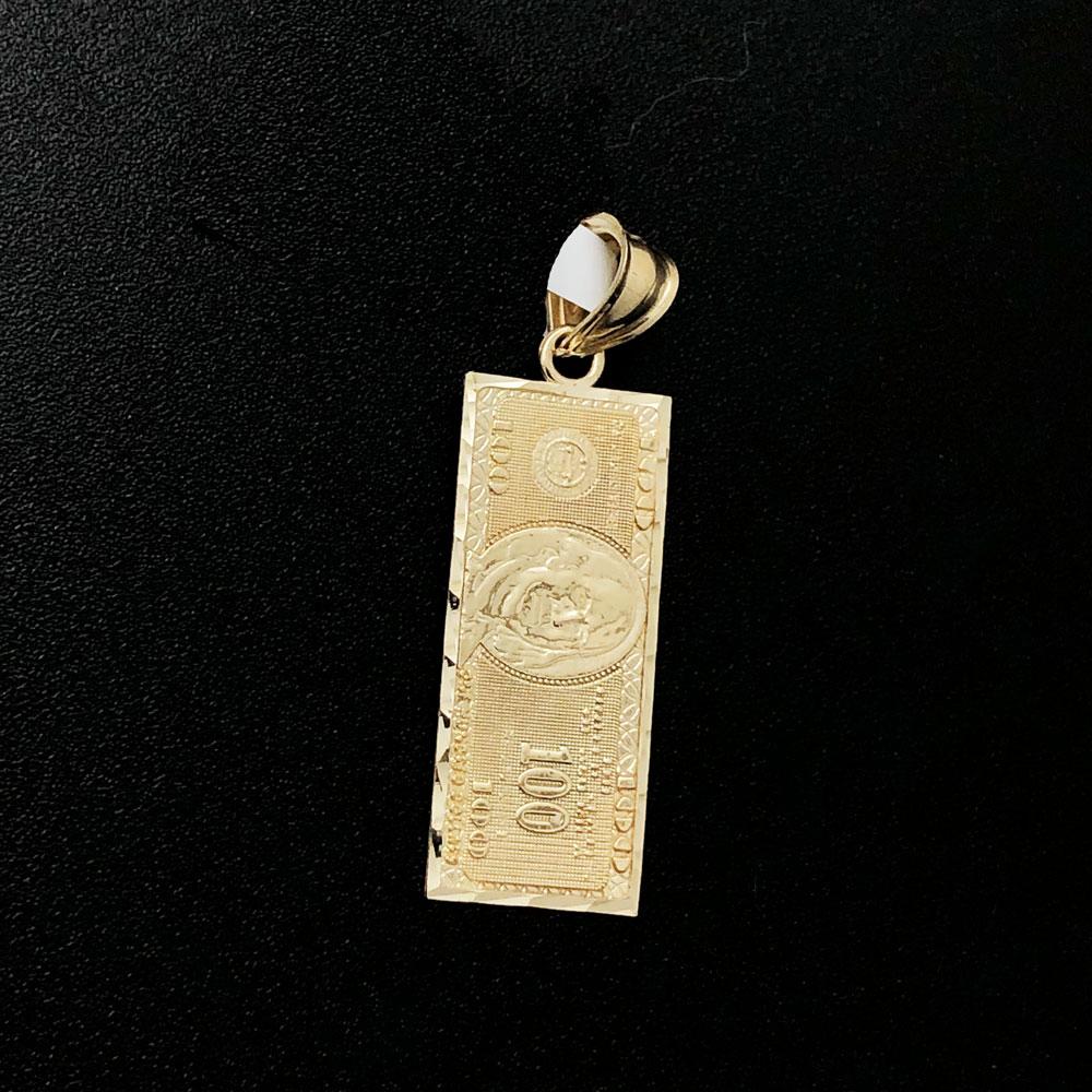 $100 Bill Small DC 10K Yellow Gold Pendant HipHopBling