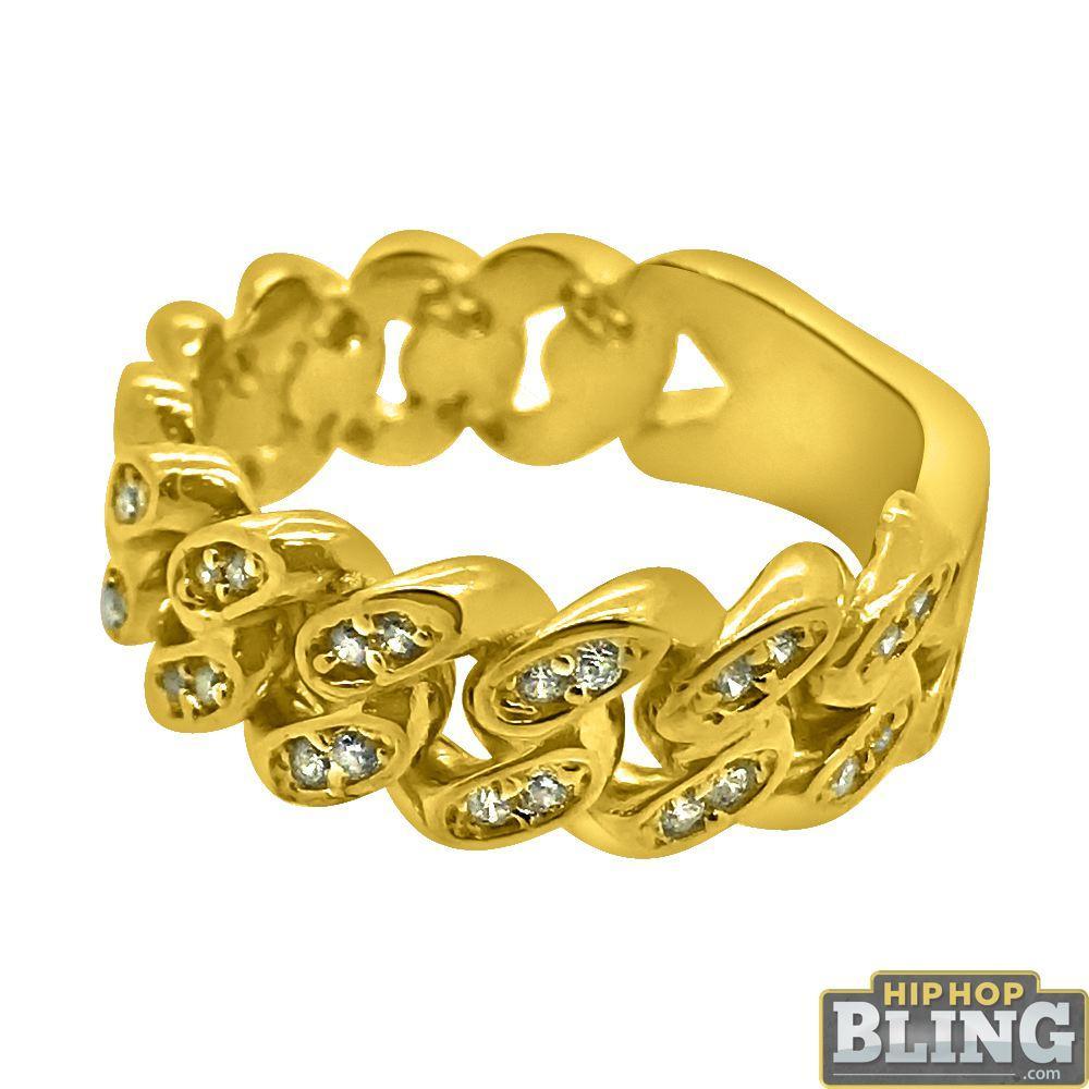 10K Gold 8MM Cuban CZ Bling Ring 10 HipHopBling