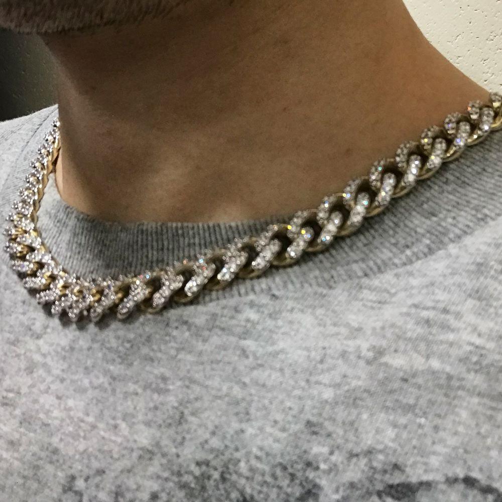 10K Yellow Gold CZ Turkish Cuban Iced Out Chain HipHopBling