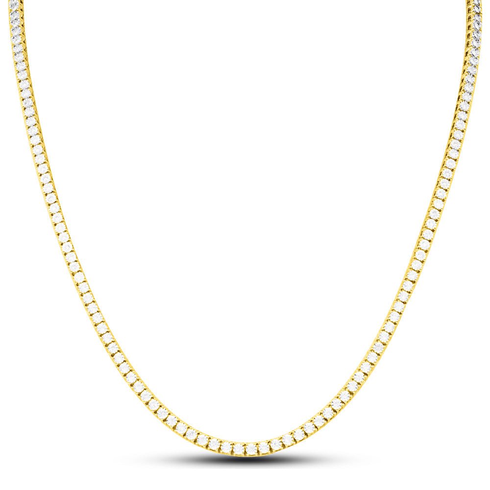 10K Yellow Gold Diamond Tennis Chain 3MM Miracle Setting 18" HipHopBling