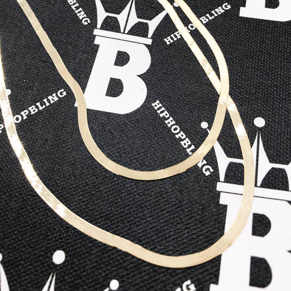 10K Yellow Gold Herringbone Chain 3MM 16" HipHopBling