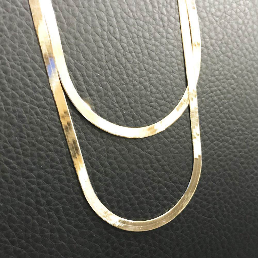 10K Yellow Gold Herringbone Chain 3MM 16" HipHopBling