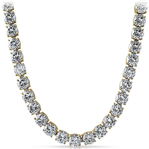10MM Massive CZ Stainless Steel Gold Iced Out Tennis Chain 20" HipHopBling