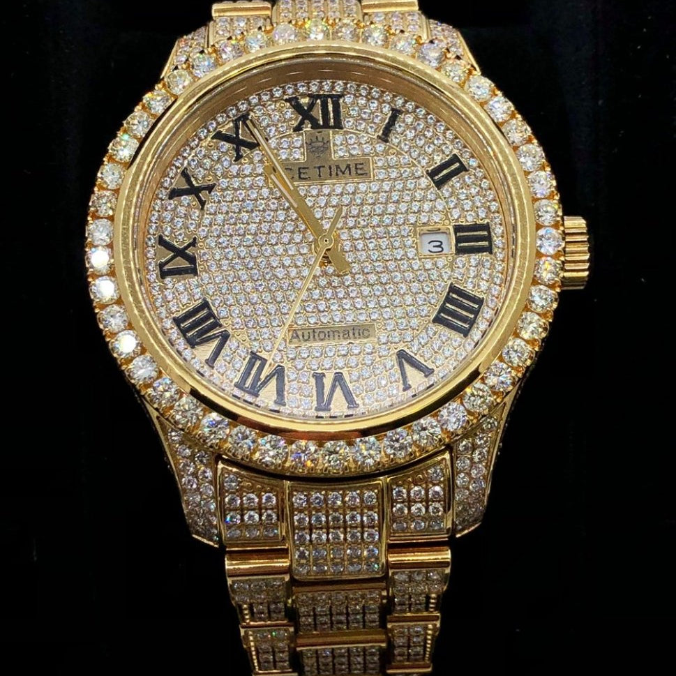12.00 Carat Diamond Hip Hop Watch IceTime Yellow Gold HipHopBling
