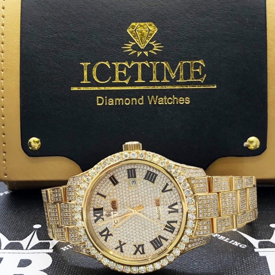 12.00 Carat Diamond Hip Hop Watch IceTime Yellow Gold HipHopBling