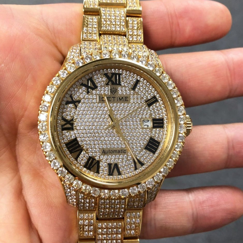 12.00 Carat Diamond Hip Hop Watch IceTime Yellow Gold HipHopBling