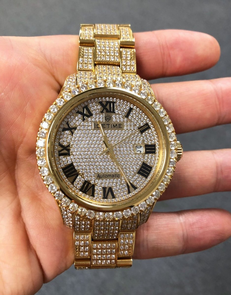 12.00 Carat Diamond Hip Hop Watch IceTime Yellow Gold HipHopBling