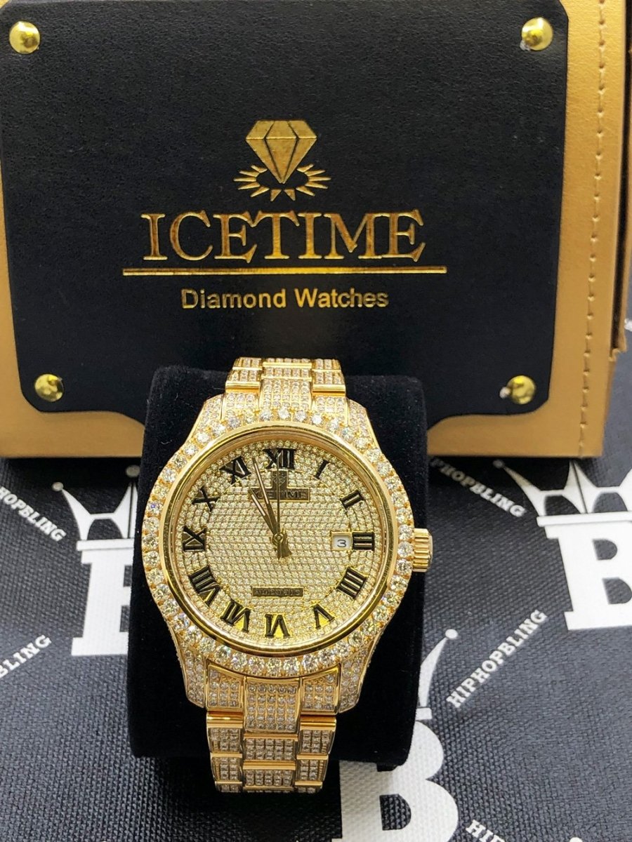 12.00 Carat Diamond Hip Hop Watch IceTime Yellow Gold HipHopBling