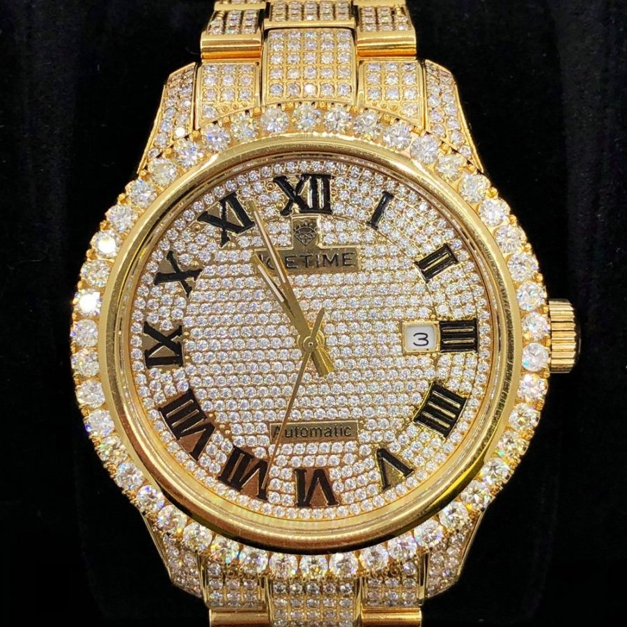 12.00 Carat Diamond Hip Hop Watch IceTime Yellow Gold HipHopBling