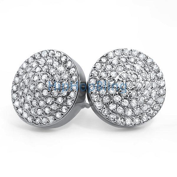 1.30ct Diamond Round Domed Hip Hop Earrings Steel HipHopBling