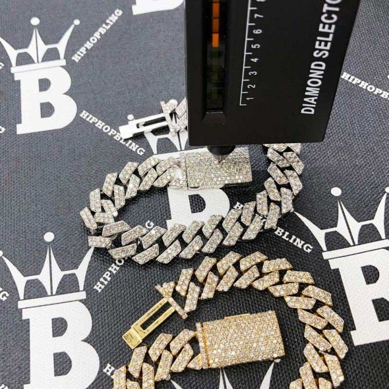 13MM Sharp Cuban Diamond Bracelet 11.05 Carats 10K Yellow / White Gold 10K Yellow Gold HipHopBling