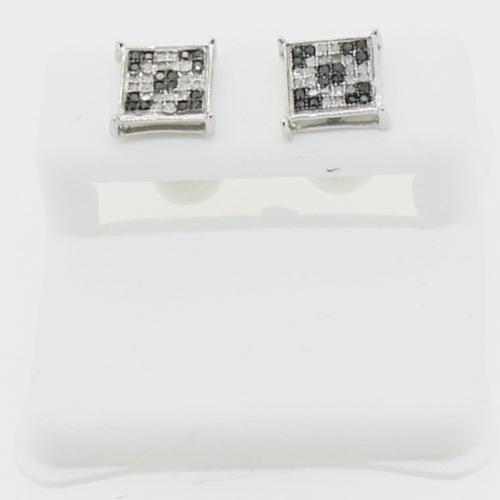 1/4 Carat Black & White Diamond Box Micro Pave Earrings .925 Silver HipHopBling