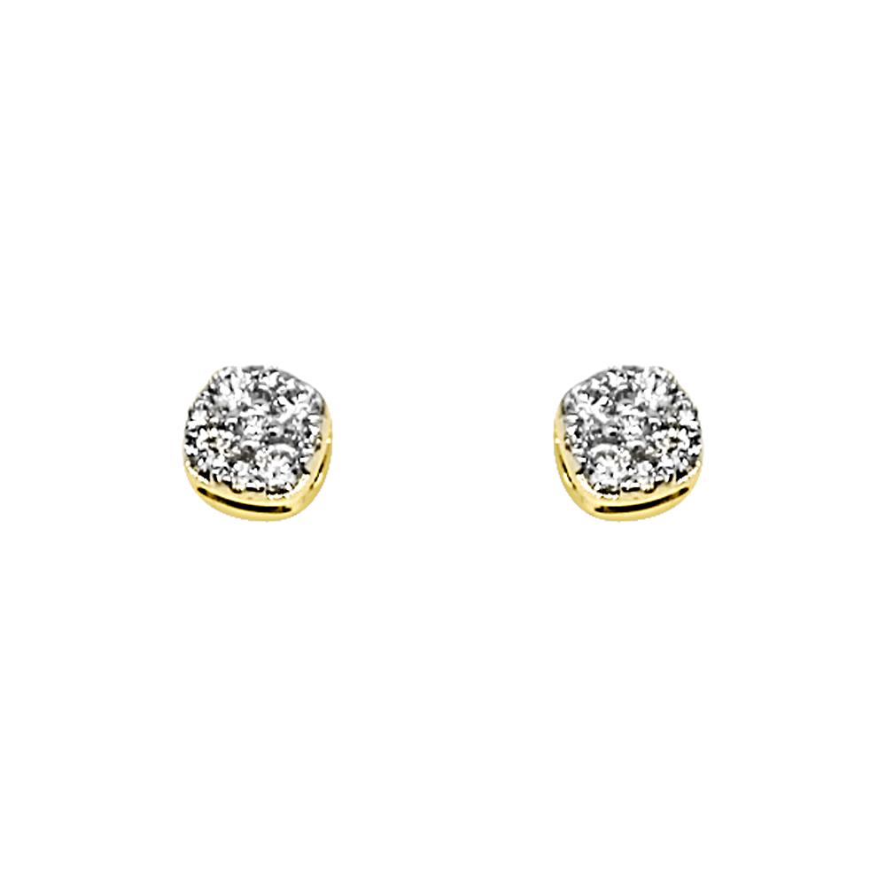 14K Yellow Gold 0.25 Carats Diamond Mini Cluster Earrings HipHopBling