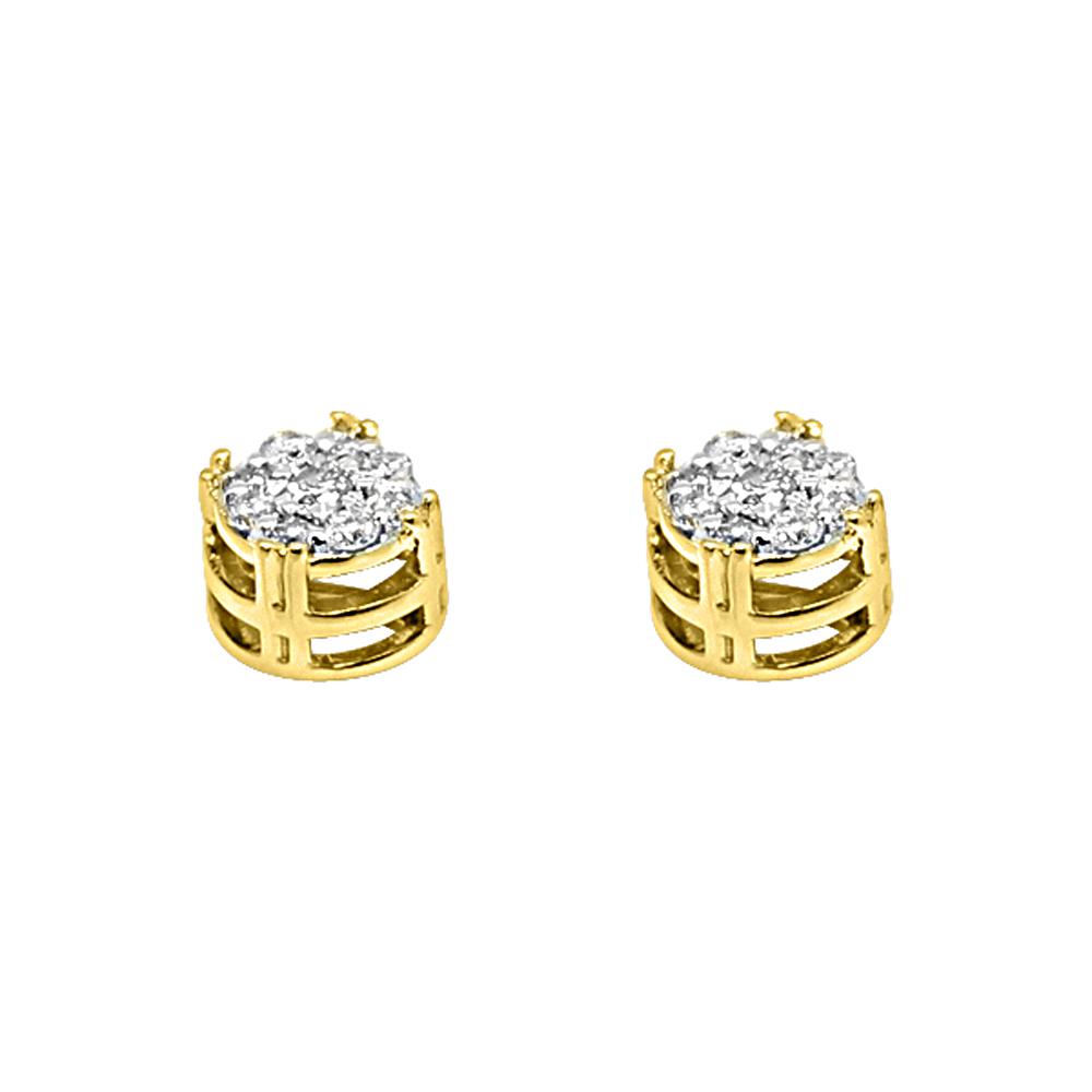 14K Yellow Gold 0.25 Carats Diamond Solitaire Cluster Earrings HipHopBling