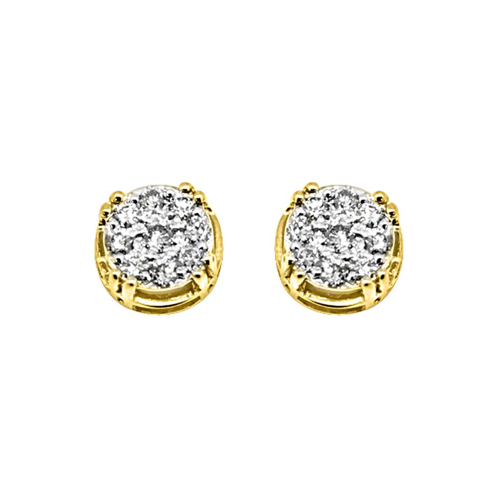 14K Yellow Gold 0.50 Carats Diamond Illusion Solitaire Stud Earrings HipHopBling
