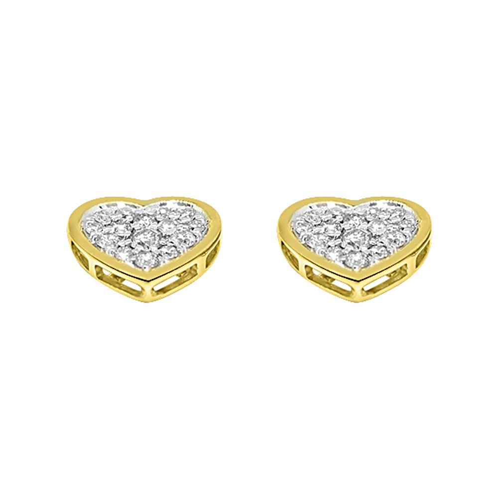14K Yellow Gold 0.75 Carats Diamond Heart Love Earrings HipHopBling