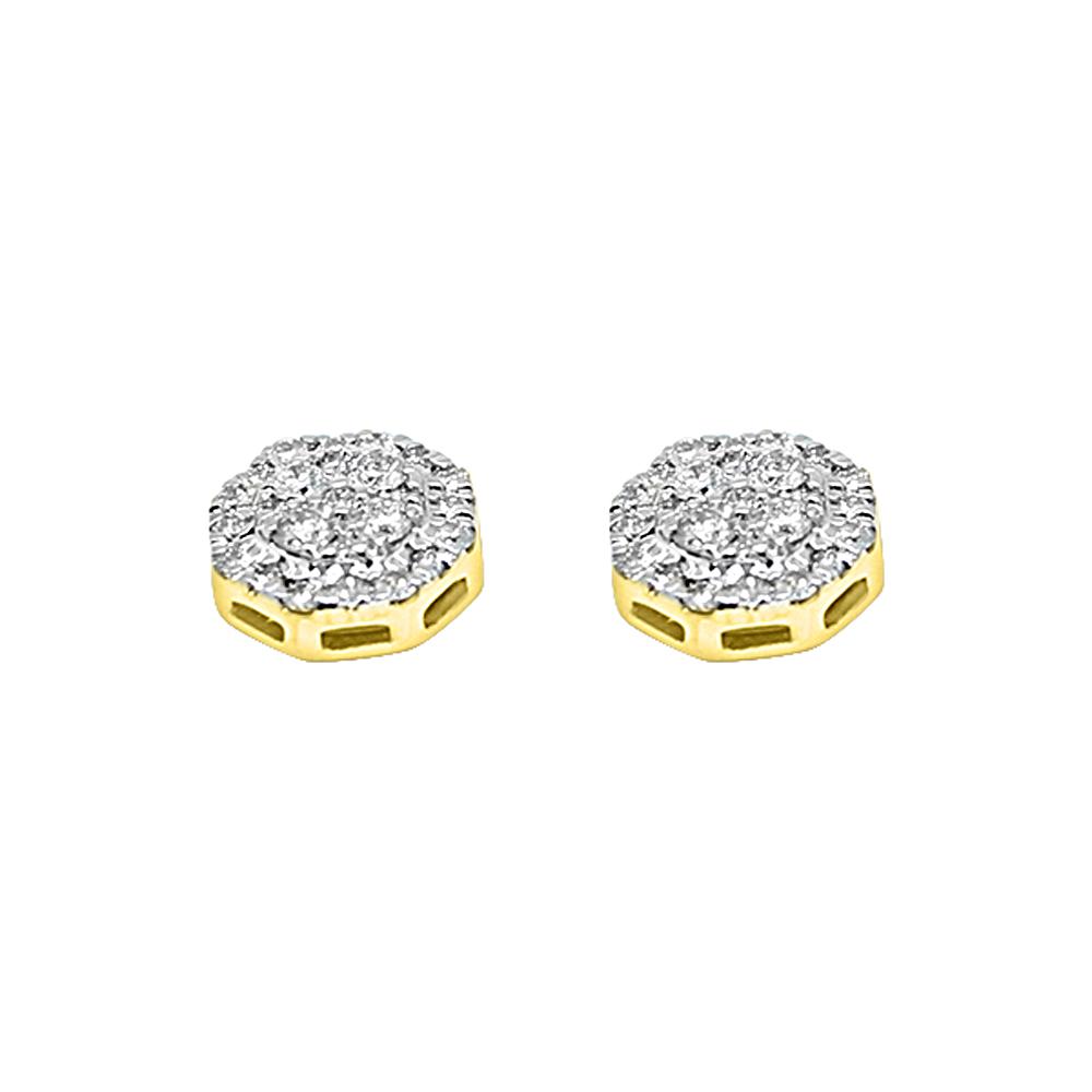 14K Yellow Gold 0.75 Carats Diamond Octagon Bling Earrings HipHopBling