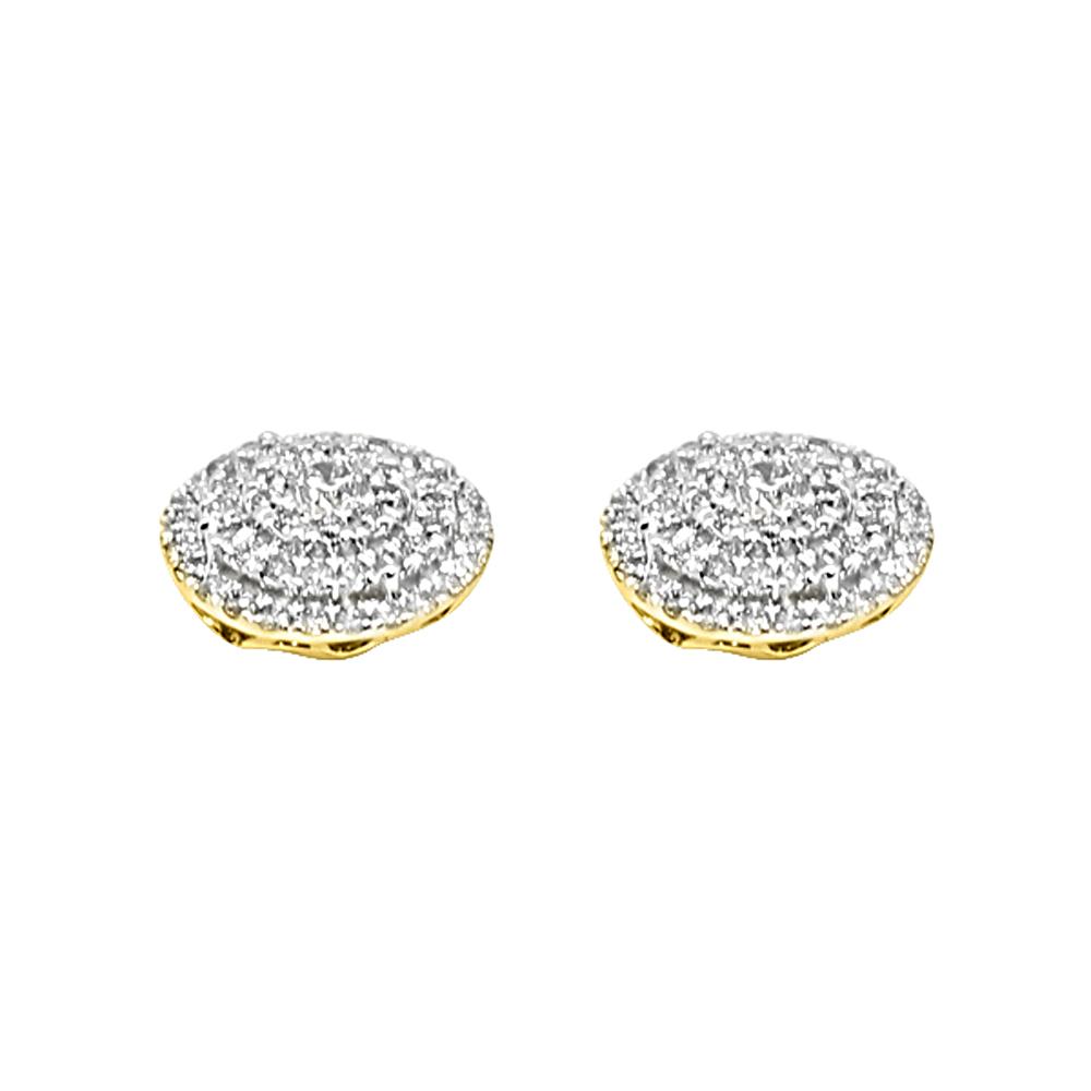 14K Yellow Gold 0.75 Carats Diamond Radiant Circles Earrings HipHopBling