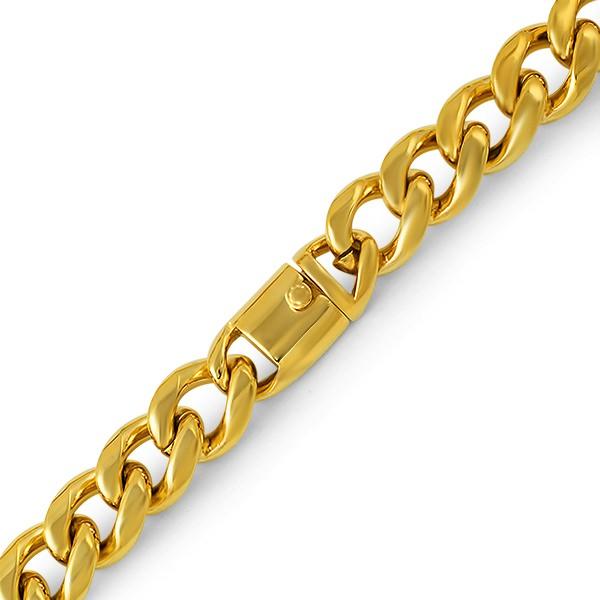18MM Gold Miami Cuban 316L Bracelet Box Clasp HipHopBling