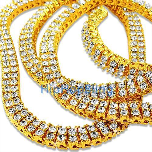 2 Row Gold Iced Out Bling Bling Chain 20" HipHopBling