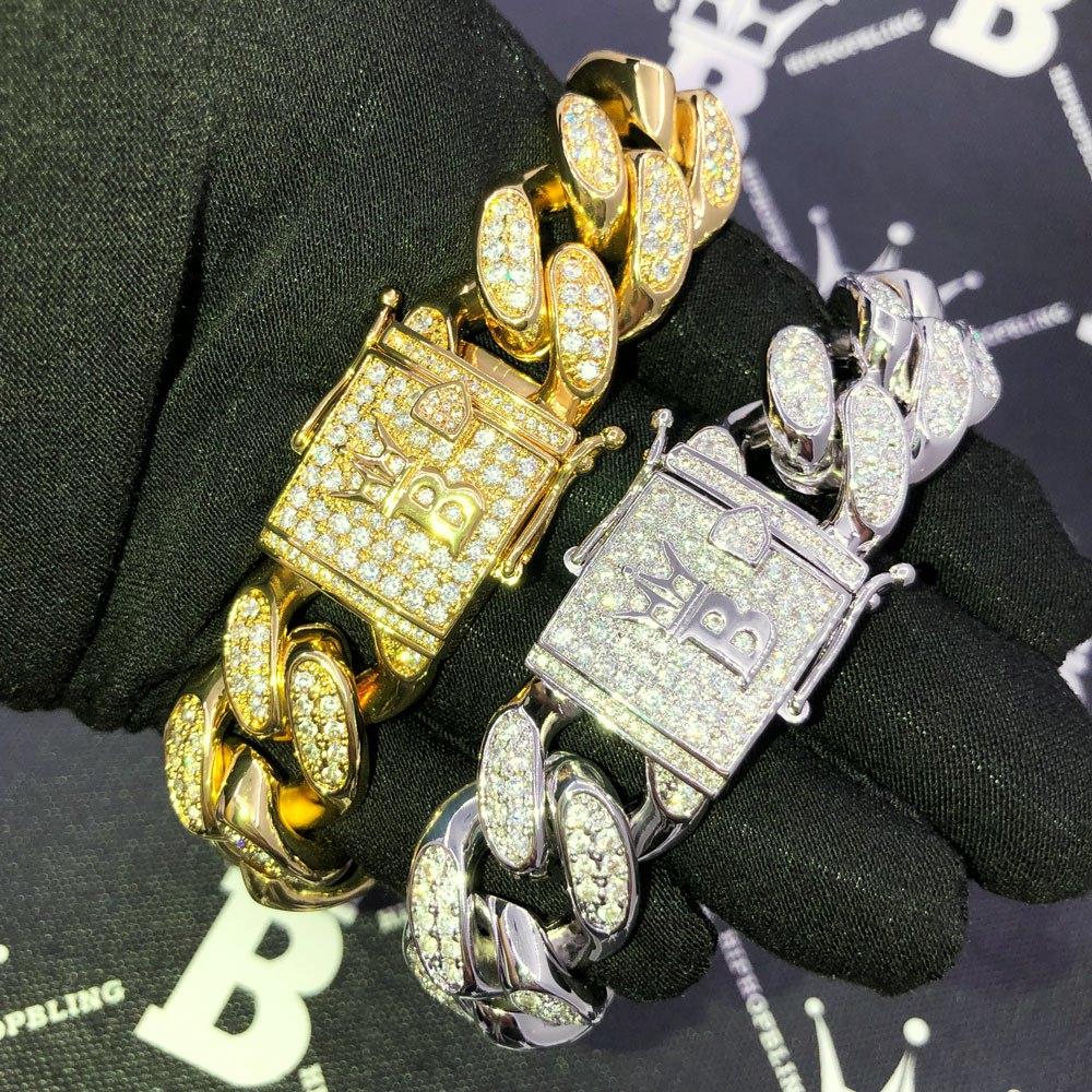 20MM Miami Cuban Link Hip Hop Bling Bling Bracelet Yellow Gold 8" HipHopBling