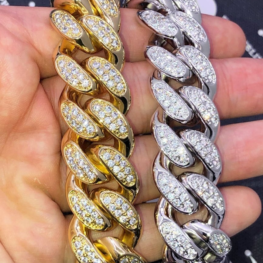 20MM Miami Cuban Link Hip Hop Bling Bling Bracelet Yellow Gold 8" HipHopBling