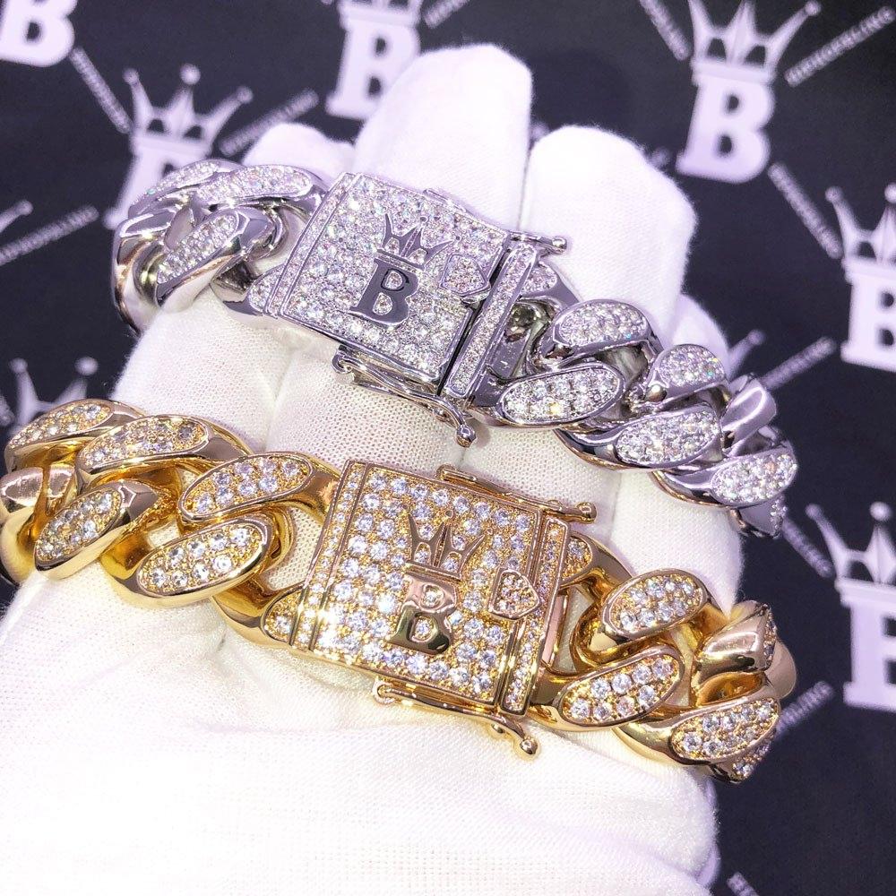 20MM Miami Cuban Link Hip Hop Bling Bling Bracelet Yellow Gold 8" HipHopBling