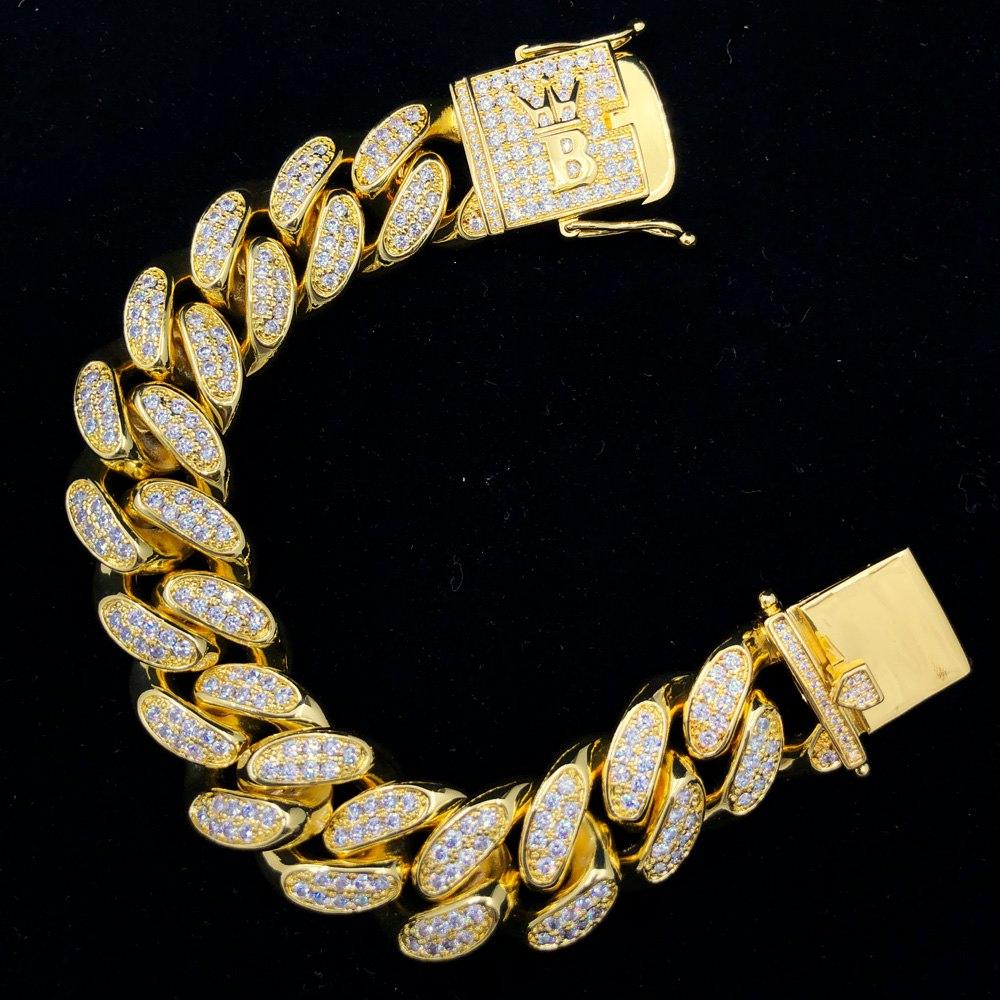 20MM Miami Cuban Link Hip Hop Bling Bling Bracelet Yellow Gold 8" HipHopBling