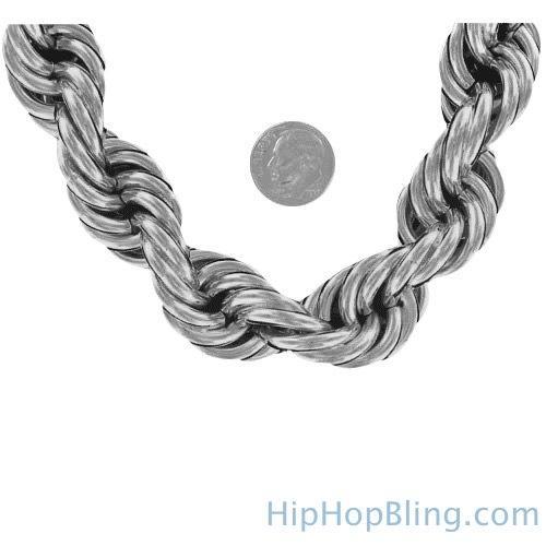20MM Rhodium Dookie Rope Chain 30" HipHopBling
