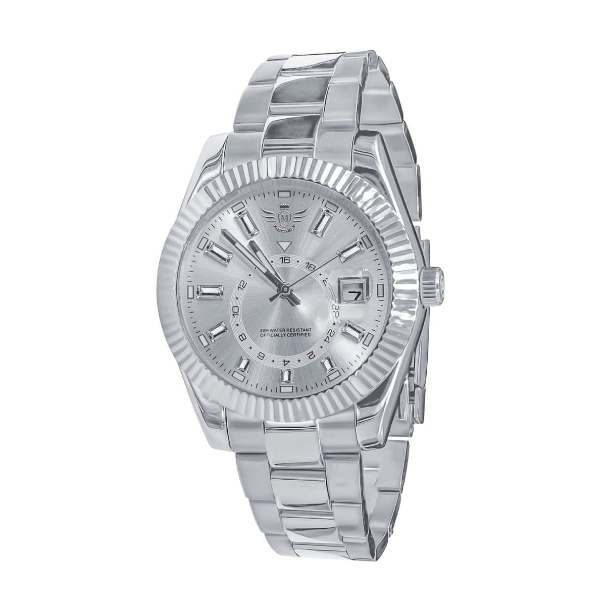 24H Date Oyster CZ Hours Sports Watch White Gold HipHopBling