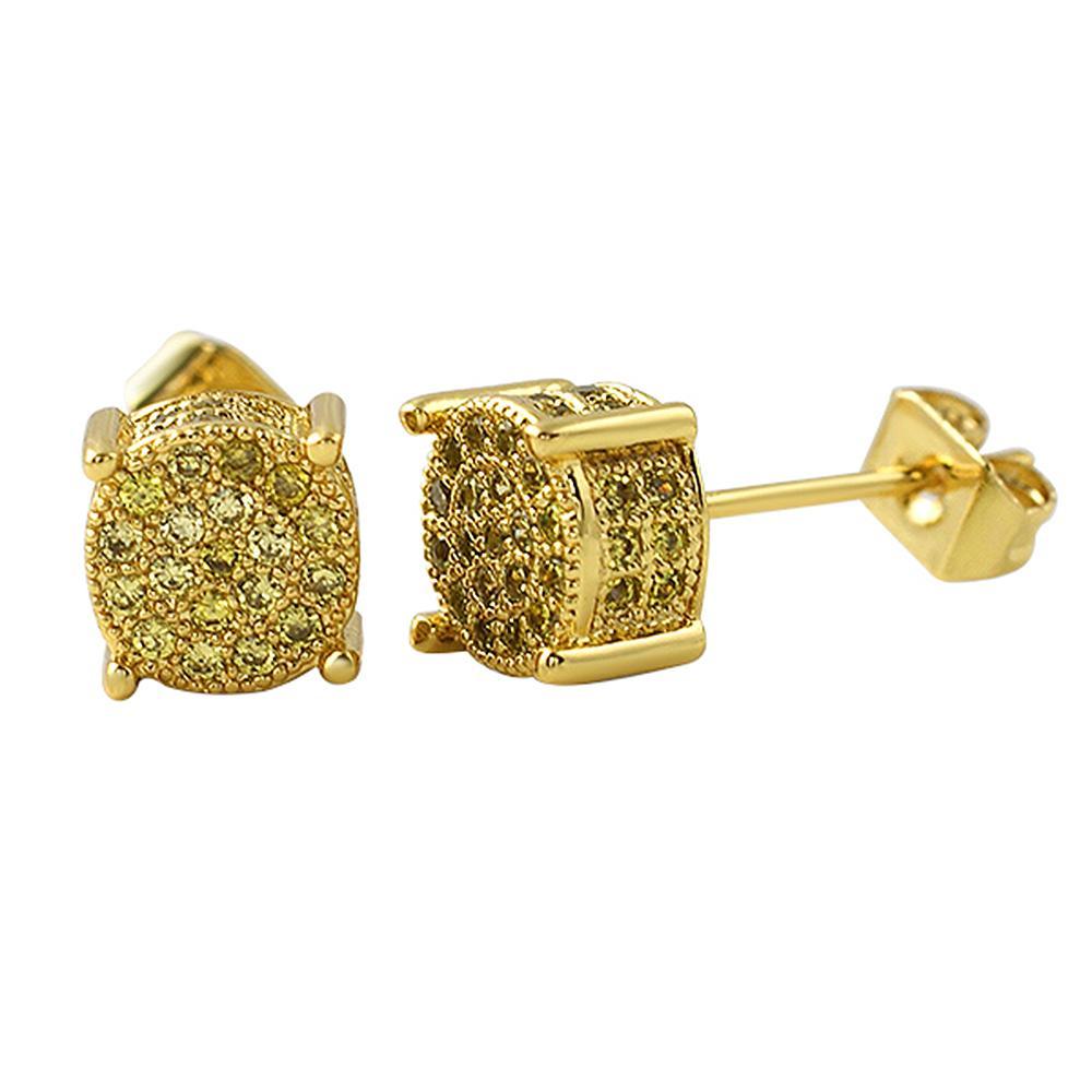 360 Round Lemonade CZ Micro Pave Earrings HipHopBling