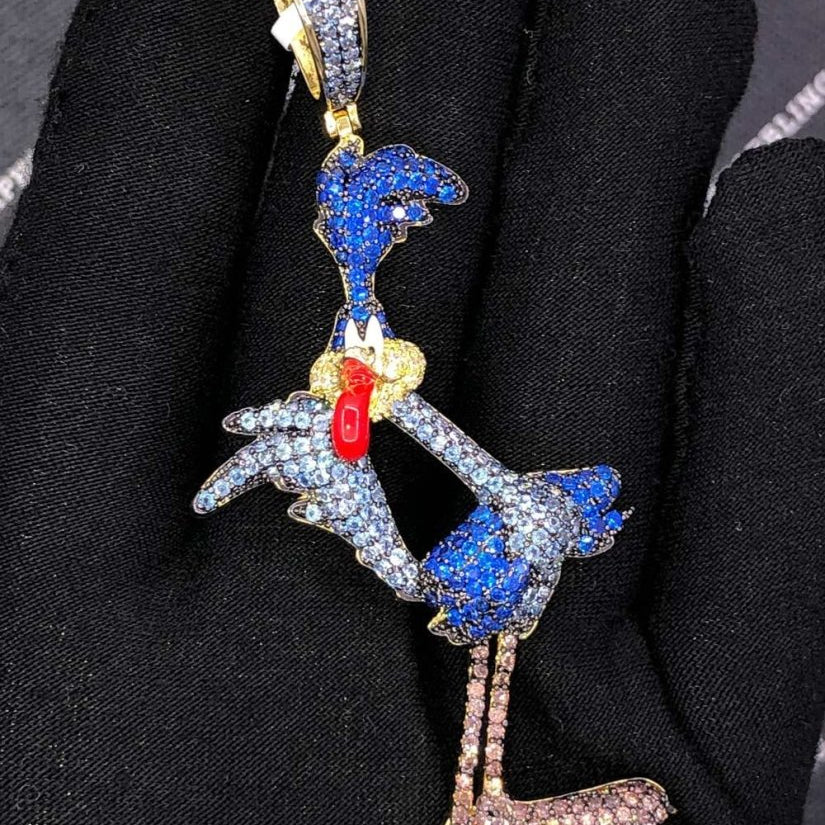 3D Bird VVS CZ Hip Hop Iced Out Pendant Yellow Gold HipHopBling
