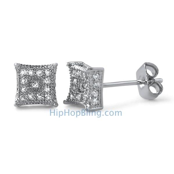 3D Box Kite S Micro Pave CZ Earrings HipHopBling