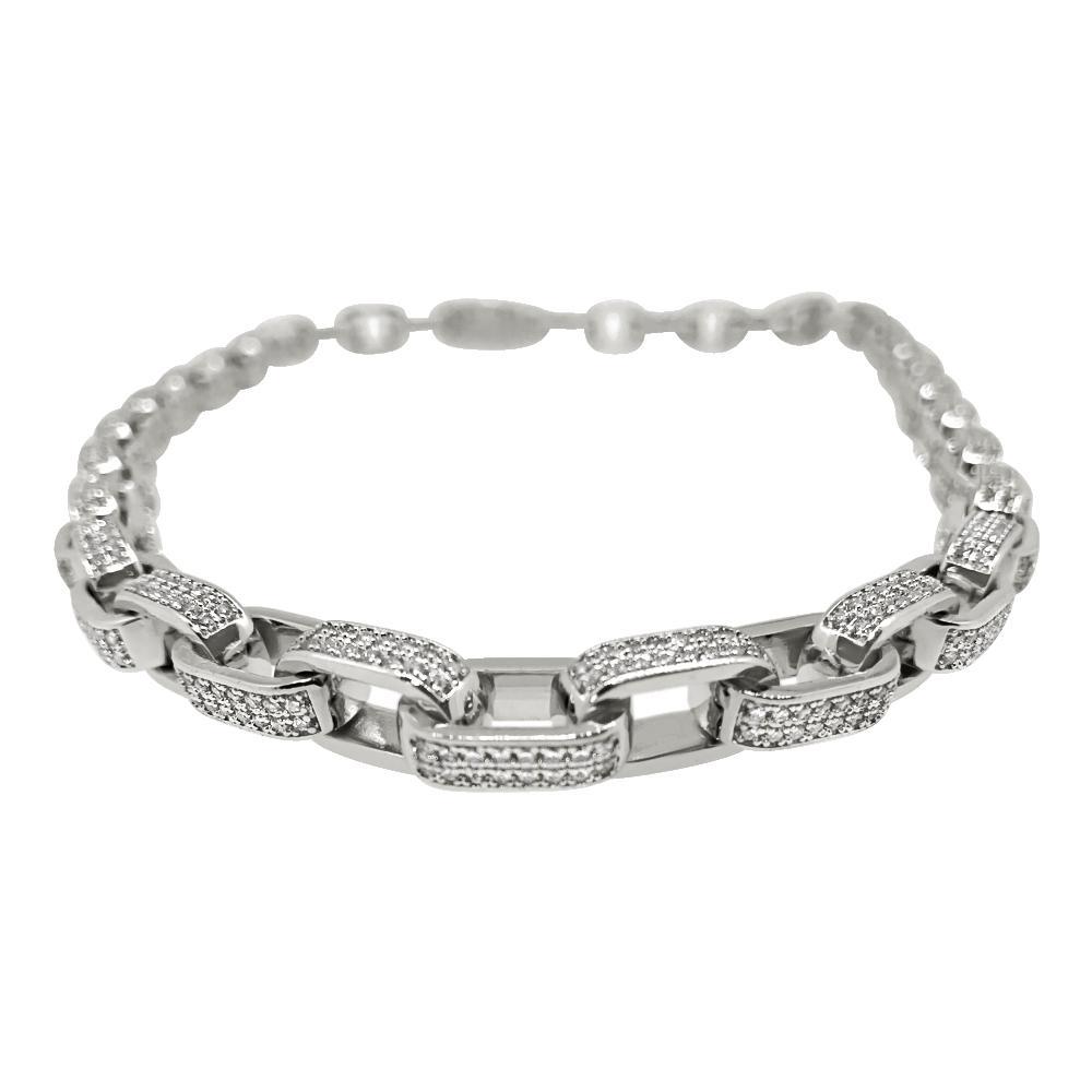 3D Box Link Rhodium Hip Hop CZ Bling Bling Chain 16" HipHopBling
