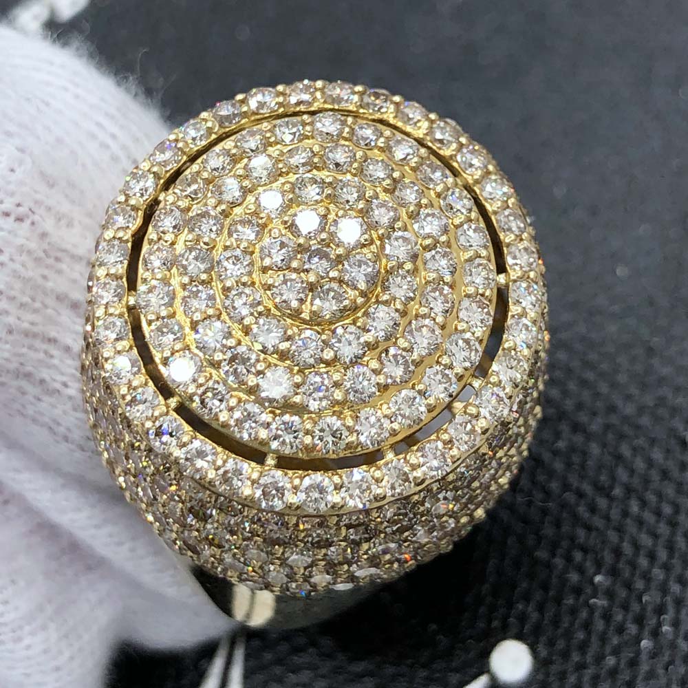 3D Circular Domed Diamond Ring 5.78cttw 10K Yellow Gold HipHopBling