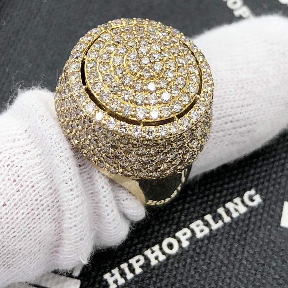 3D Circular Domed Diamond Ring 5.78cttw 10K Yellow Gold HipHopBling